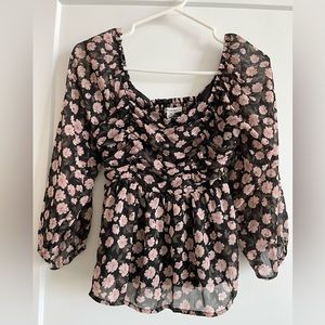 American Eagle floral chiffon blouse